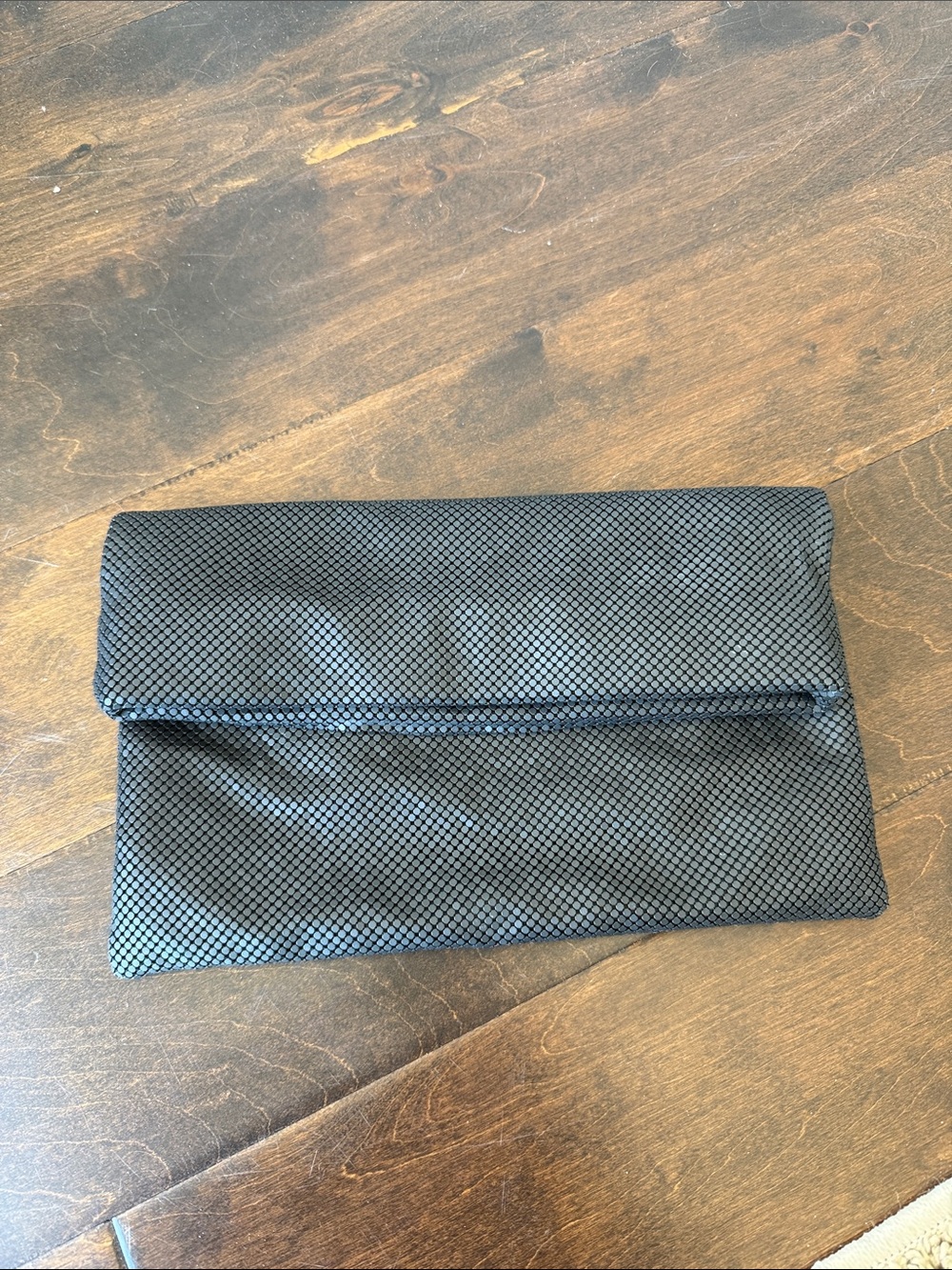 Shiraleah Black Mesh Fold-Over Clutch